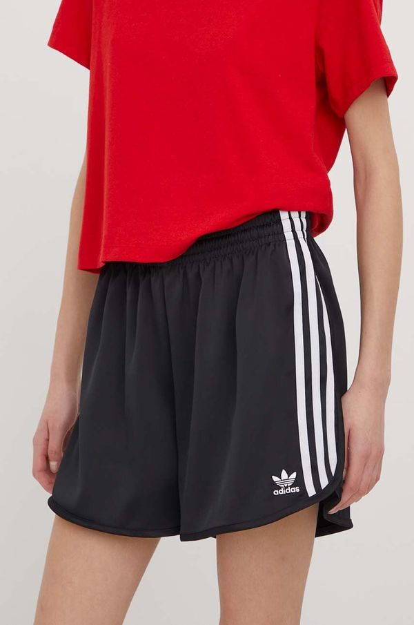 adidas Originals Kratke hlače adidas Originals za žene, boja: crna, s aplikacijom, visoki struk
