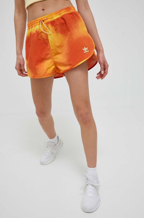 adidas Originals Kratke hlače adidas Originals za žene, boja: narančasta, s uzorkom, visoki struk