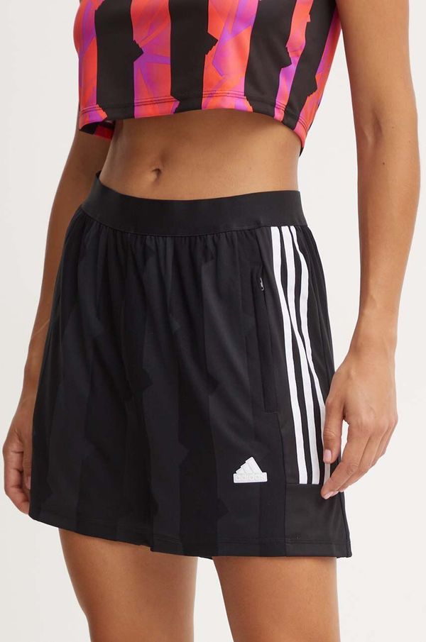 adidas Kratke hlače adidas Tiro za žene, boja: crna, s uzorkom, visoki struk, IX3502