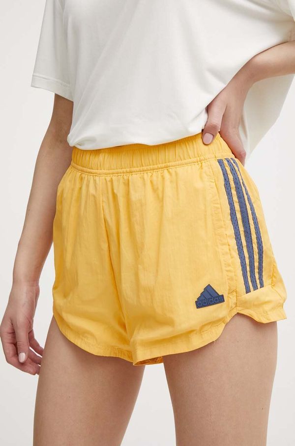 adidas Kratke hlače adidas TIRO za žene, boja: žuta, s aplikacijom, visoki struk, IS0722