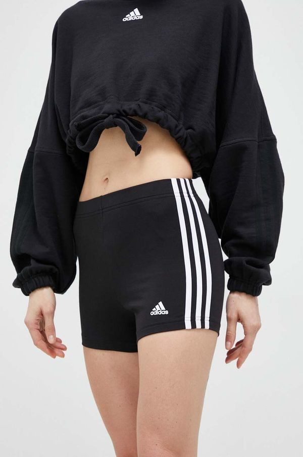 adidas Kratke hlače adidas za žene, boja: crna, s uzorkom, visoki struk