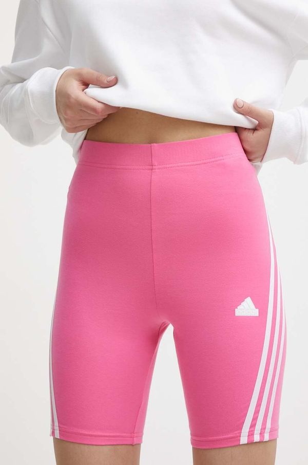 adidas Kratke hlače adidas za žene, boja: ružičasta, s aplikacijom, visoki struk, IS3630