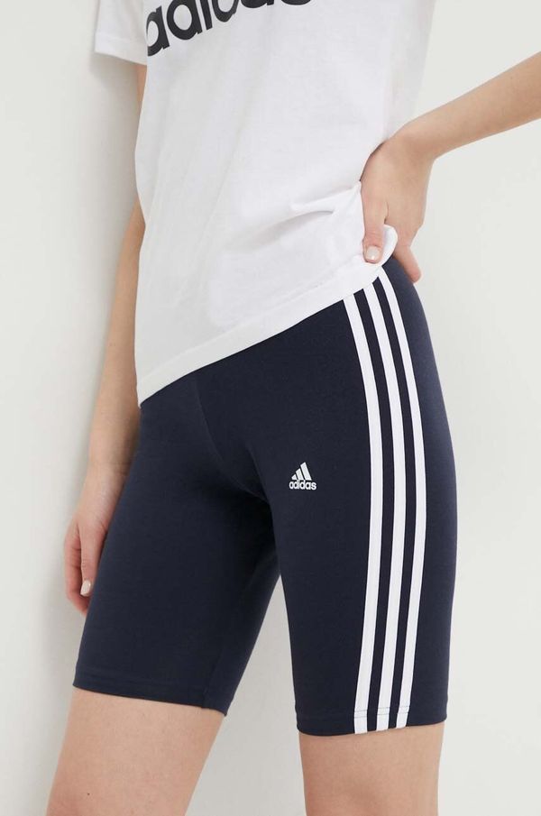 adidas Kratke hlače adidas za žene, boja: tamno plava, s aplikacijom, srednje visoki struk