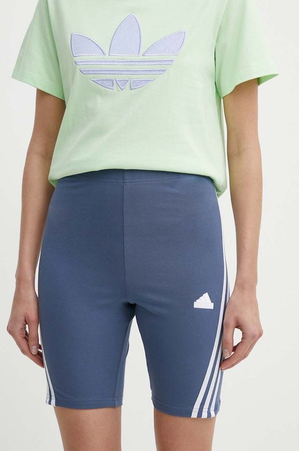 adidas Kratke hlače adidas za žene, boja: tamno plava, s uzorkom, visoki struk, IS3628