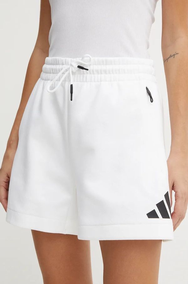adidas Kratke hlače adidas ZNE za žene, boja: bijela, s tiskom, visoki struk, JJ4678