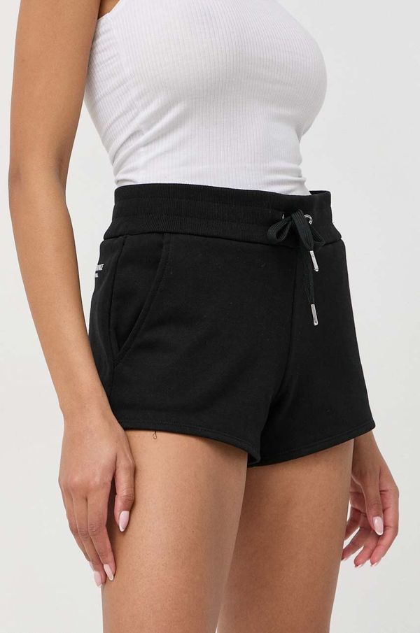 Armani Exchange Kratke hlače Armani Exchange za žene, boja: crna, glatki materijal, visoki struk