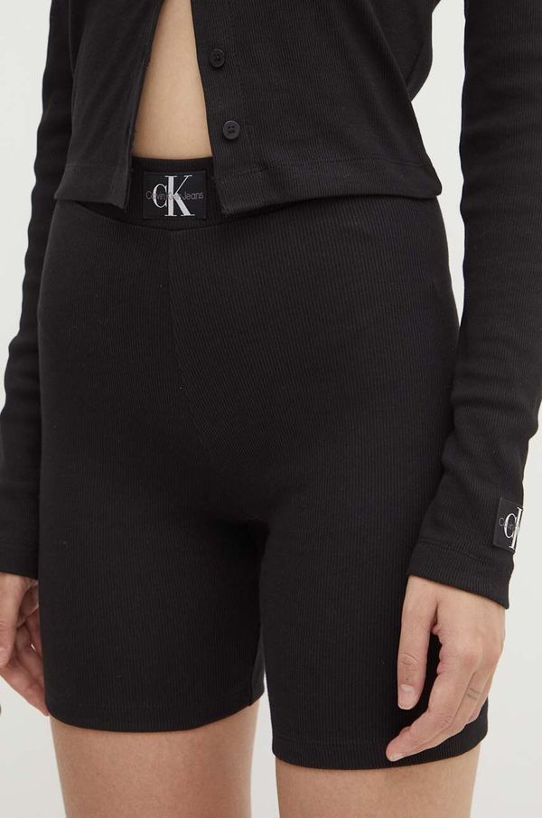 Calvin Klein Jeans Kratke hlače Calvin Klein Jeans za žene, boja: crna, bez uzorka, visoki struk, J20J223601