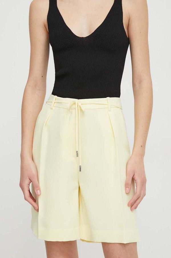 Calvin Klein Kratke hlače Calvin Klein za žene, boja: žuta, bez uzorka, visoki struk