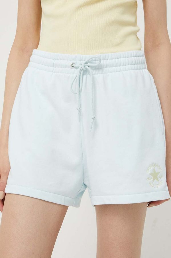 Converse Kratke hlače Converse za žene, boja: tirkizna, glatki materijal, visoki struk
