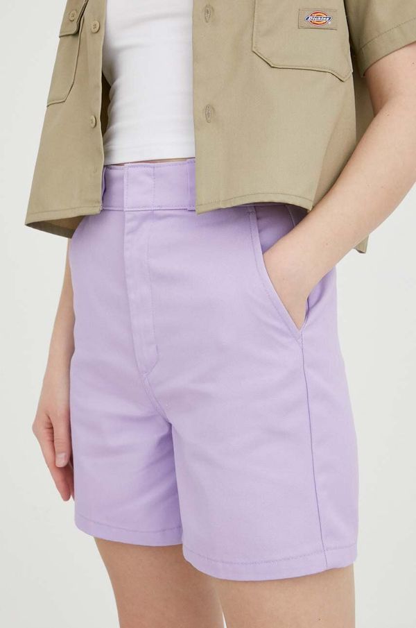 Dickies Kratke hlače Dickies za žene, boja: ljubičasta, glatki materijal, visoki struk