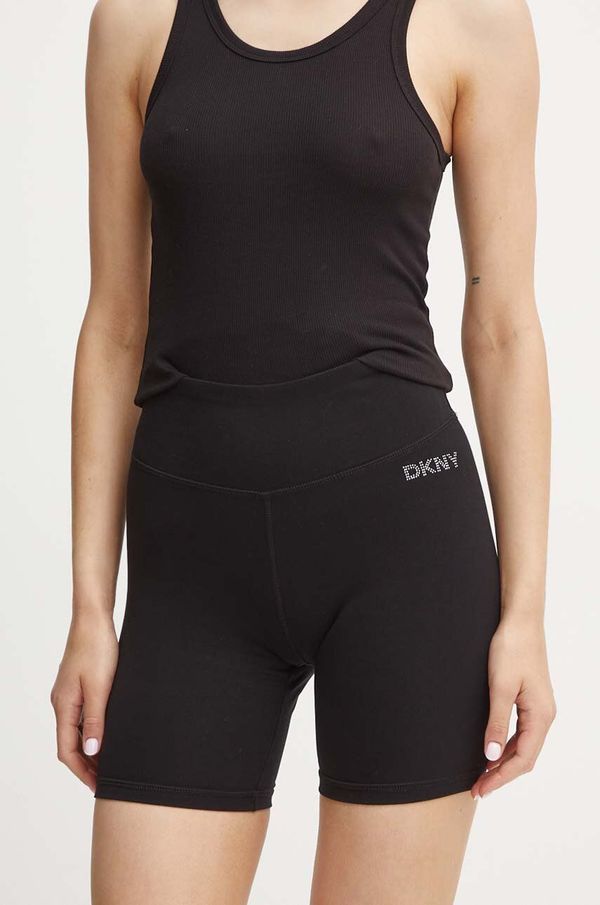 DKNY Kratke hlače Dkny za žene, boja: crna, s aplikacijom, visoki struk, DP4S5218
