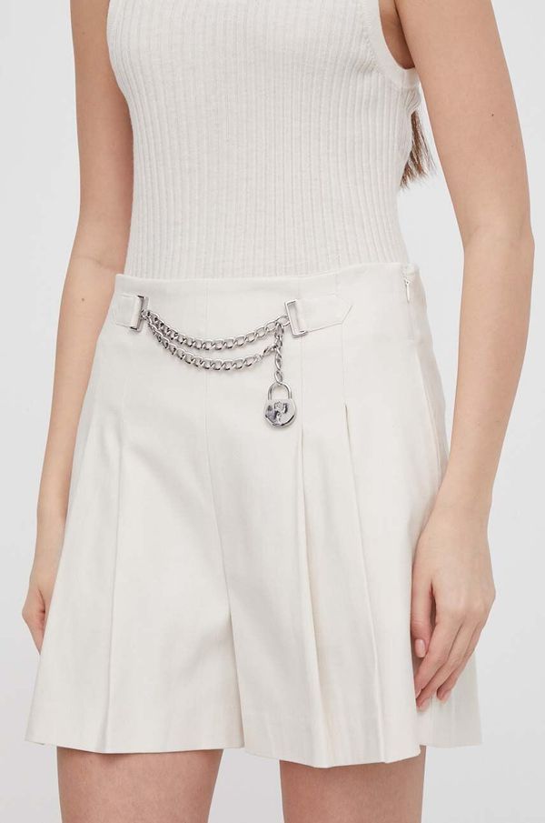 Lauren Ralph Lauren Kratke hlače Lauren Ralph Lauren za žene, boja: bež, bez uzorka, visoki struk
