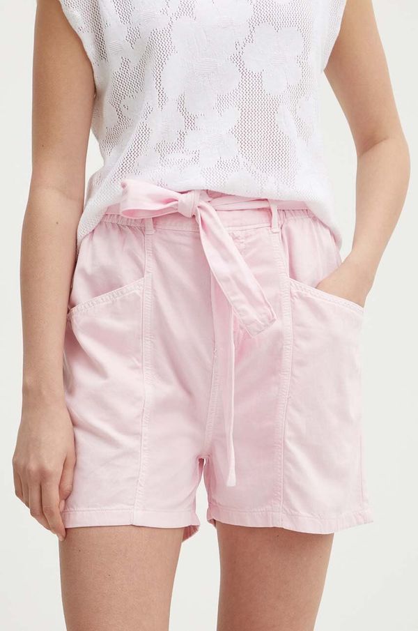 Pepe Jeans Kratke hlače Pepe Jeans VALLE za žene, boja: ružičasta, bez uzorka, visoki struk, PL801097