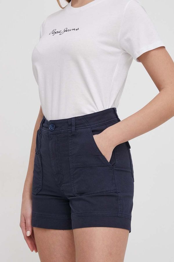 Pepe Jeans Kratke hlače Pepe Jeans za žene, boja: tamno plava, bez uzorka, visoki struk