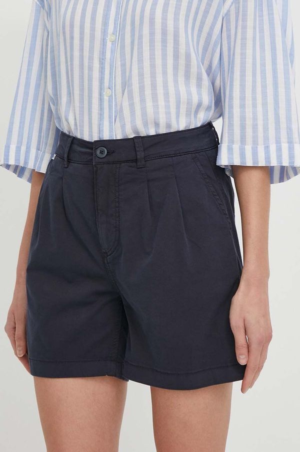 Pepe Jeans Kratke hlače Pepe Jeans za žene, boja: tamno plava, bez uzorka, visoki struk