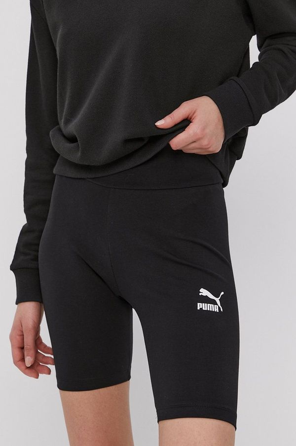 Puma Kratke hlače Puma za žene, boja: crna, s tiskom, visoki struk, 530234-01