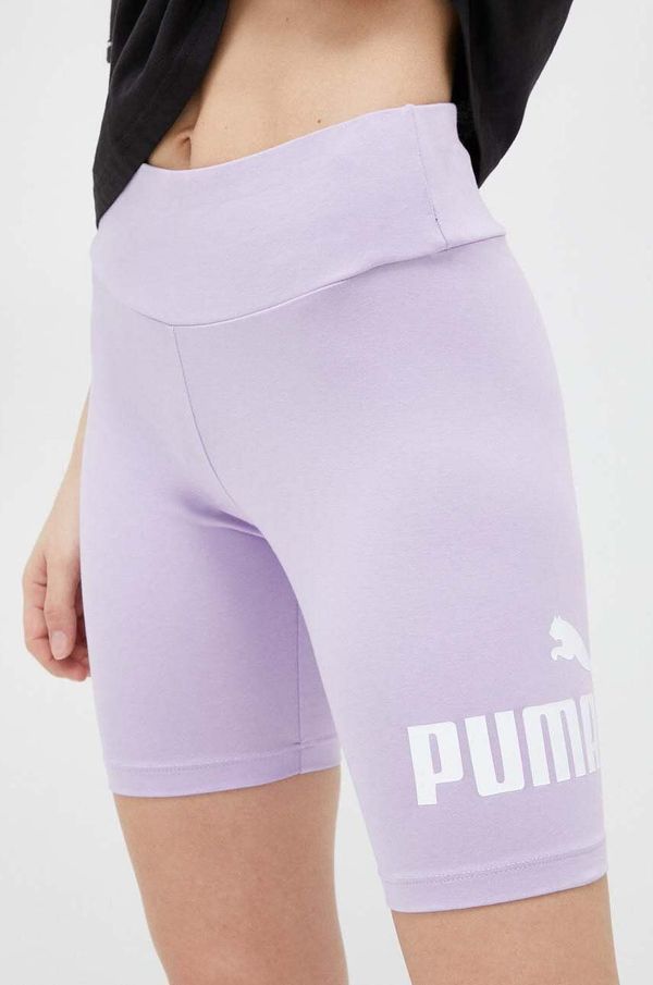 Puma Kratke hlače Puma za žene, boja: ljubičasta, s tiskom, visoki struk