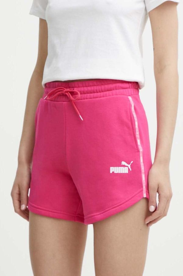 Puma Kratke hlače Puma za žene, boja: ružičasta, s aplikacijom, visoki struk, 677924