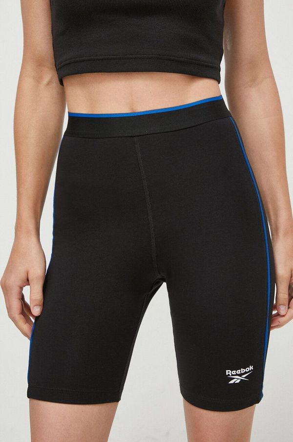 Reebok Kratke hlače Reebok za žene, boja: crna, s tiskom, visoki struk