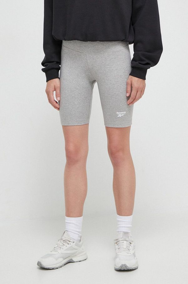 Reebok Kratke hlače Reebok za žene, boja: siva, melanž, visoki struk