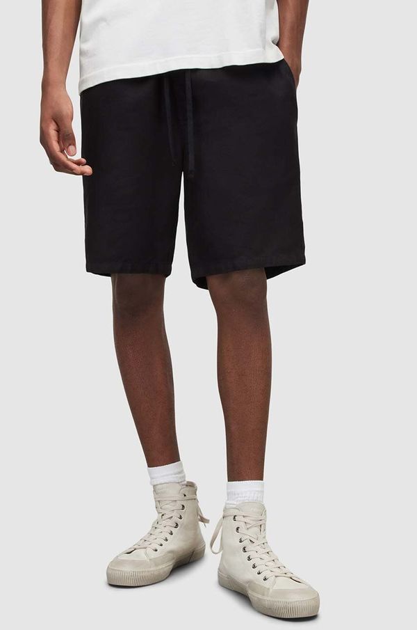 AllSaints Kratke hlače s dodatkom lana AllSaints HANBURY boja: crna