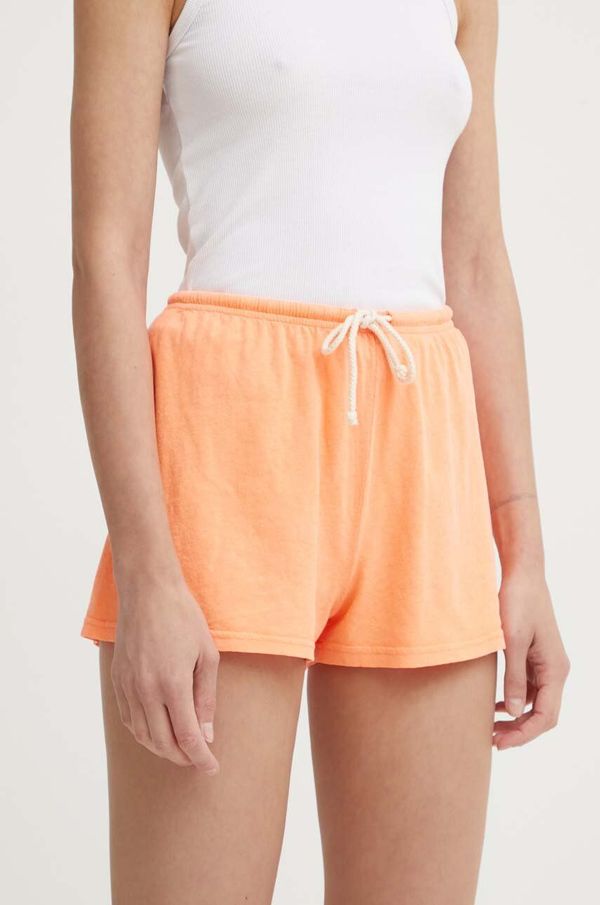 American Vintage Kratke hlače s dodatkom lana American Vintage SHORT COURT boja: narančasta, bez uzorka, visoki struk, LOP09AE24