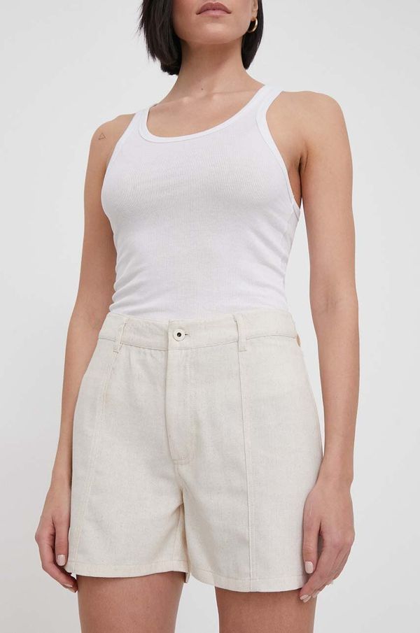 Pepe Jeans Kratke hlače s dodatkom lana Pepe Jeans boja: bež, bez uzorka, visoki struk