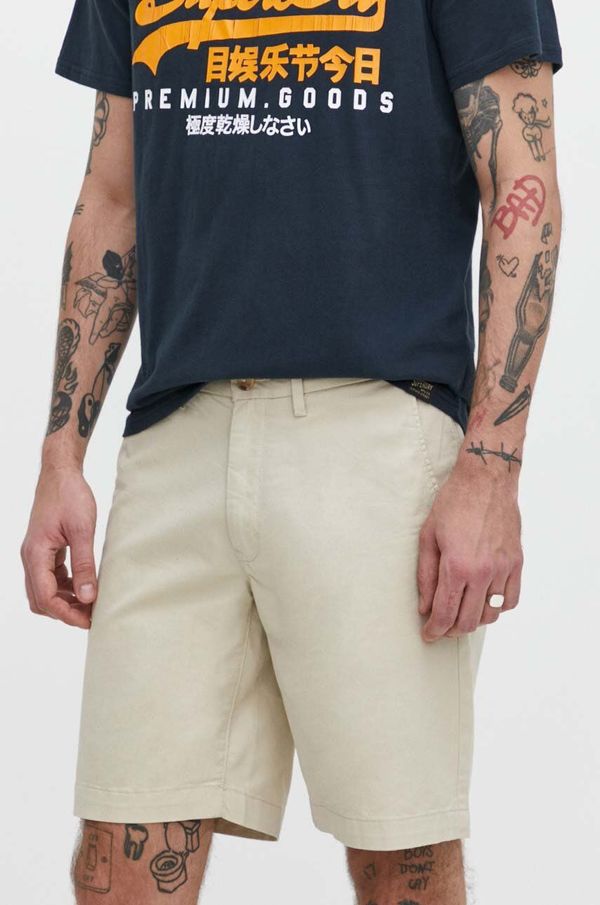 Superdry Kratke hlače Superdry za muškarce, boja: bež
