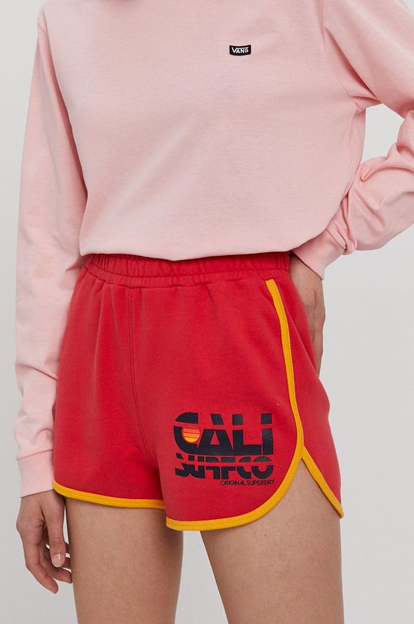 Superdry Kratke hlače Superdry za žene, boja: crvena