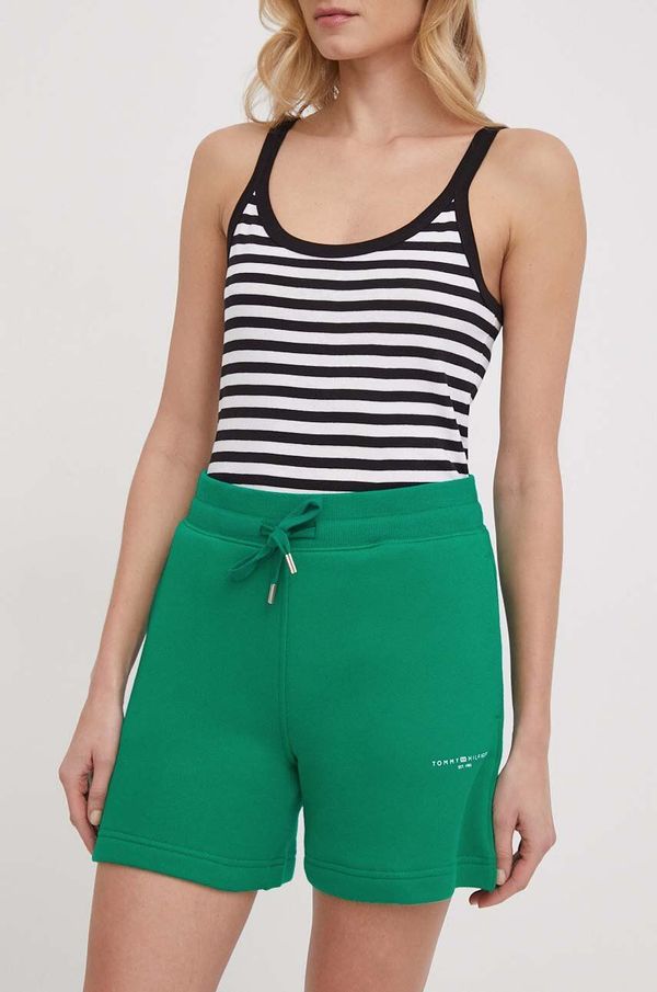 Tommy Hilfiger Kratke hlače Tommy Hilfiger za žene, boja: zelena, bez uzorka, visoki struk, WW0WW38348