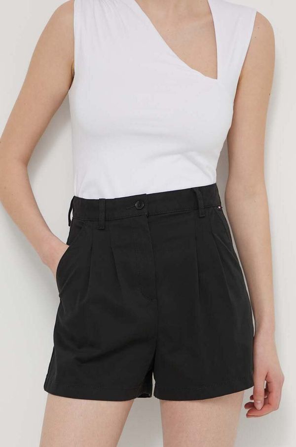 Tommy Jeans Kratke hlače Tommy Jeans za žene, boja: crna, bez uzorka, visoki struk, DW0DW17775