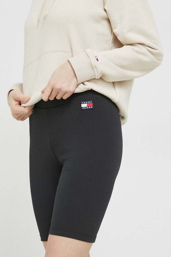 Tommy Jeans Kratke hlače Tommy Jeans za žene, boja: crna, glatki materijal, visoki struk