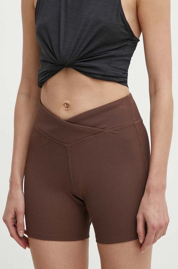 Reebok Kratke hlače za jogu Reebok LUX Collection boja: smeđa, bez uzorka, srednje visoki struk, 100075382