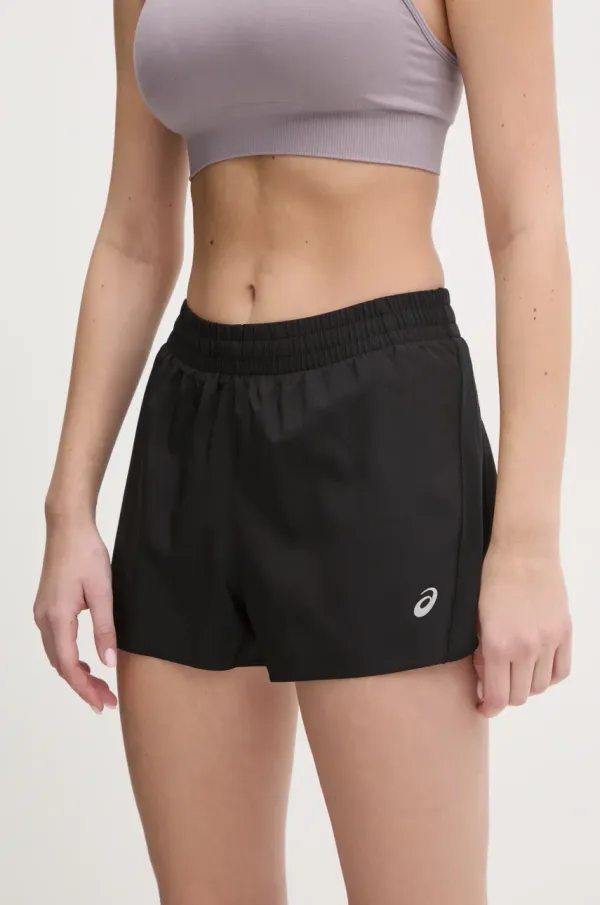 Asics Kratke hlače za trčanje Asics Core boja: crna, bez uzorka, srednje visoki struk, 2012D182