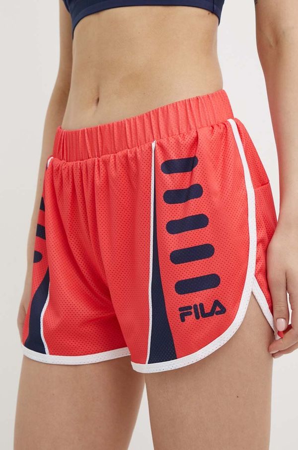 Fila Kratke hlače za trčanje Fila Ruffec boja: narančasta, s uzorkom, srednje visoki struk, FAW0718