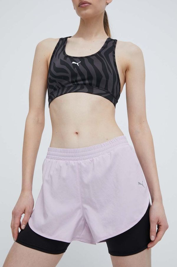 Puma Kratke hlače za trčanje Puma Run Favourite STUDIO YOGINI LITE boja: ljubičasta, bez uzorka, srednje visoki struk, 523181