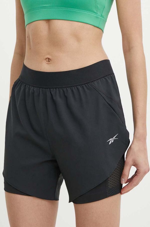 Reebok Kratke hlače za trčanje Reebok boja: crna, bez uzorka, visoki struk, 100075412