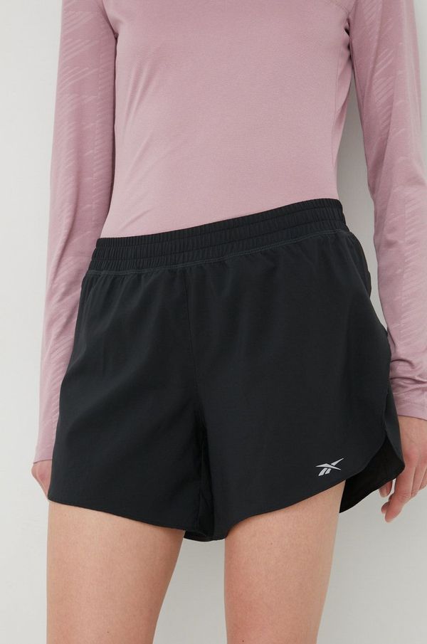 Reebok Kratke hlače za trčanje Reebok za žene, boja: crna, glatki materijal, srednje visoki struk