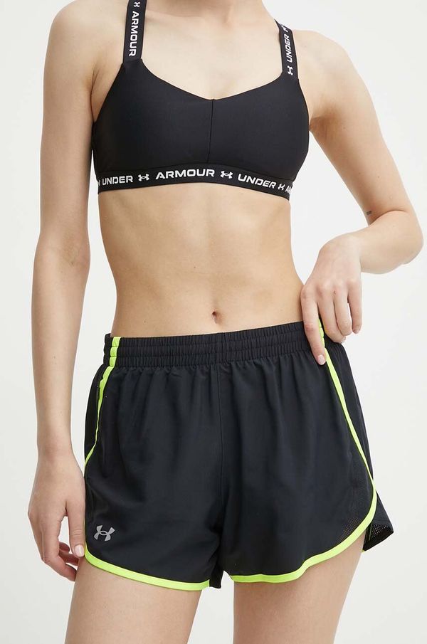 Under Armour Kratke hlače za trčanje Under Armour Fly By boja: crna, bez uzorka, visoki struk