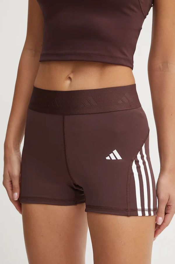 adidas Performance Kratke hlače za trening adidas Performance Hyperglam boja: smeđa, s aplikacijom, visoki struk, IX3219