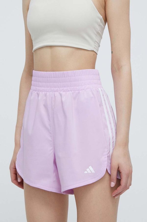 adidas Performance Kratke hlače za trening adidas Performance Pacer boja: ljubičasta, s aplikacijom, visoki struk, IS1665