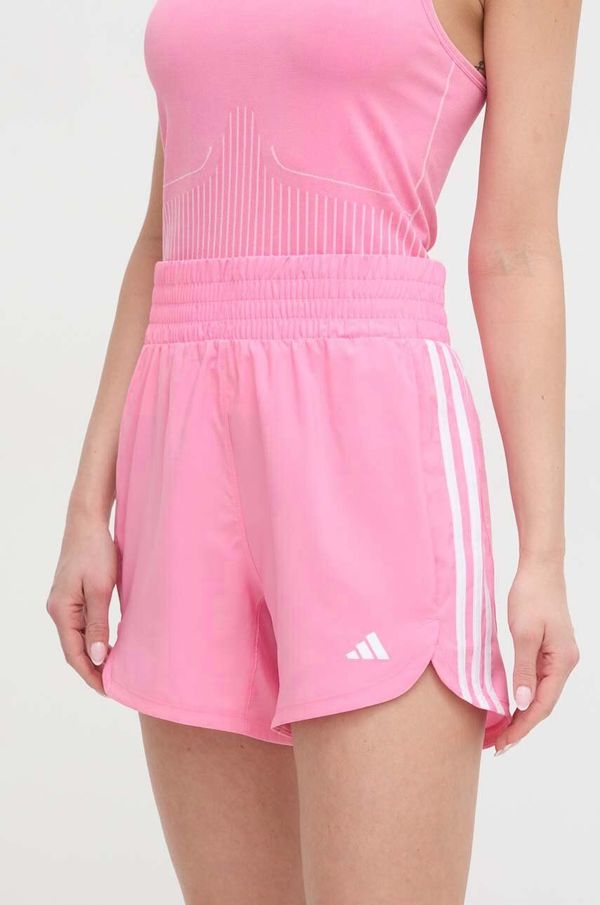adidas Performance Kratke hlače za trening adidas Performance Pacer boja: ružičasta, s aplikacijom, srednje visoki struk