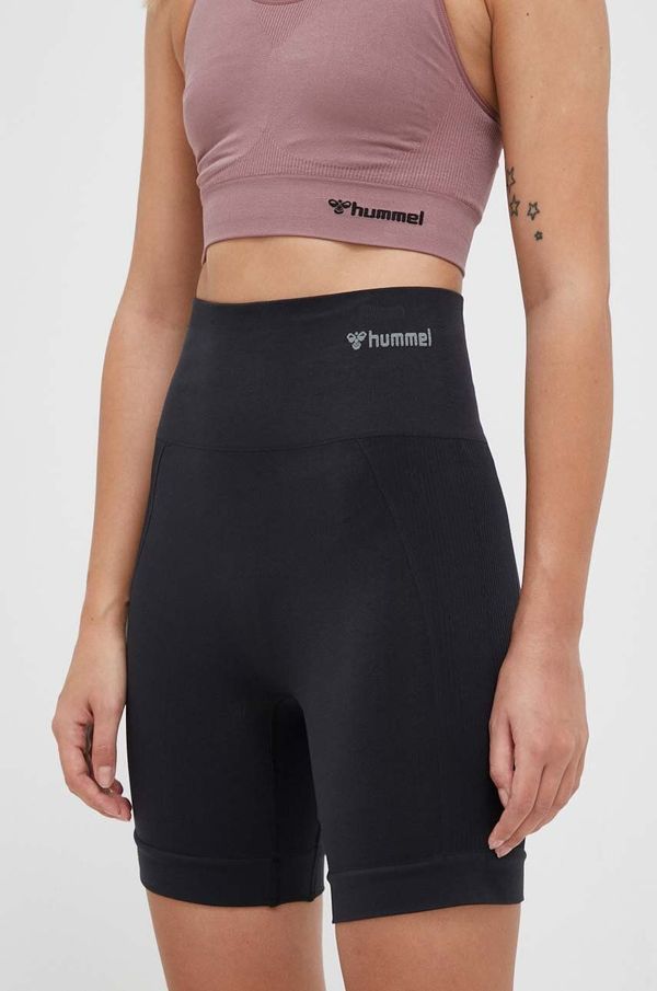 Hummel Kratke hlače za trening Hummel Tif boja: crna, glatki materijal, visoki struk