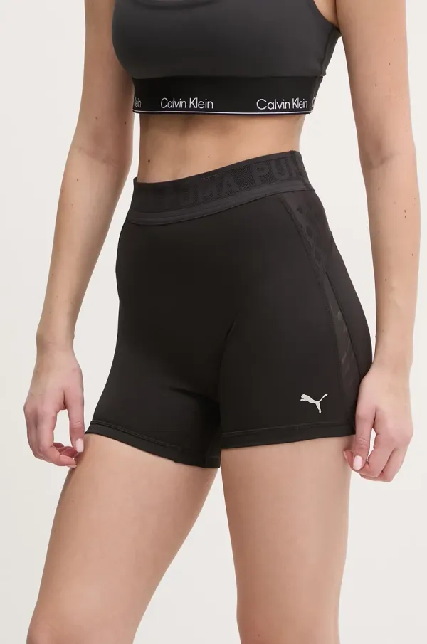 Puma Kratke hlače za trening Puma Lace boja: crna, s tiskom, visoki struk, 526784