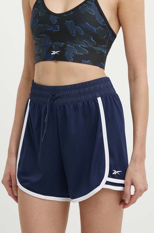 Reebok Kratke hlače za trening Reebok Identity Training boja: tamno plava, s aplikacijom, visoki struk, 100037712