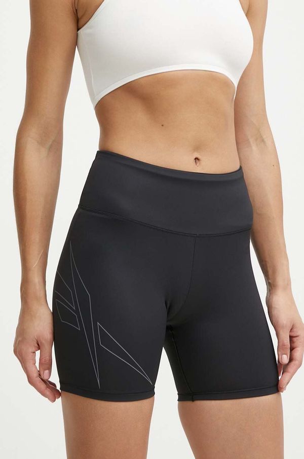 Reebok Kratke hlače za trening Reebok Lux Bold boja: crna, s tiskom, visoki struk, 100075384