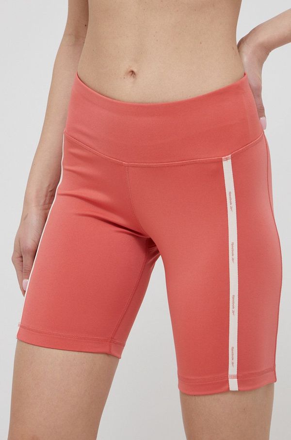 Reebok Kratke hlače za trening Reebok Piping za žene, boja: narančasta, s aplikacijom, srednje visoki struk