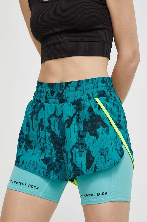 Under Armour Kratke hlače za trening Under Armour Project Rock boja: zelena, s uzorkom, srednje visoki struk