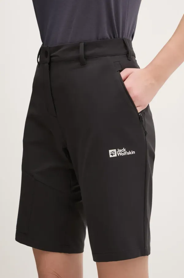 Jack Wolfskin Kratke outdoor hlače Jack Wolfskin Pico Trail boja: crna, bez uzorka, visoki struk, A63909