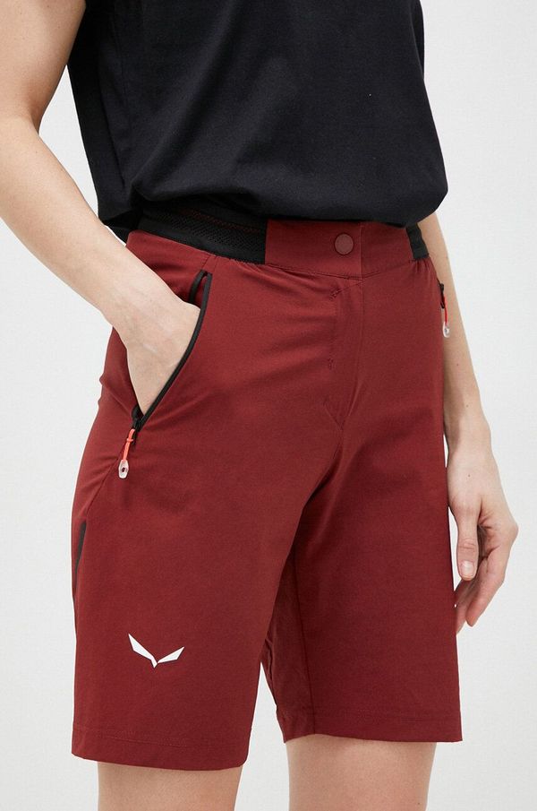 Salewa Kratke outdoor hlače Salewa Pedroc DST boja: bordo, glatki materijal, srednje visoki struk